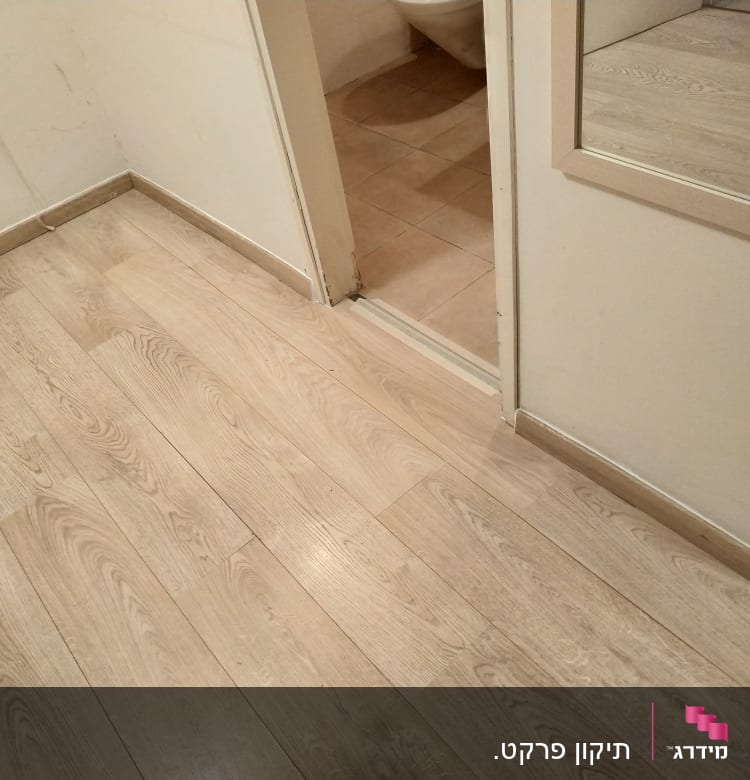 רצפת פרקט עץ בהירה בחדר פנימי